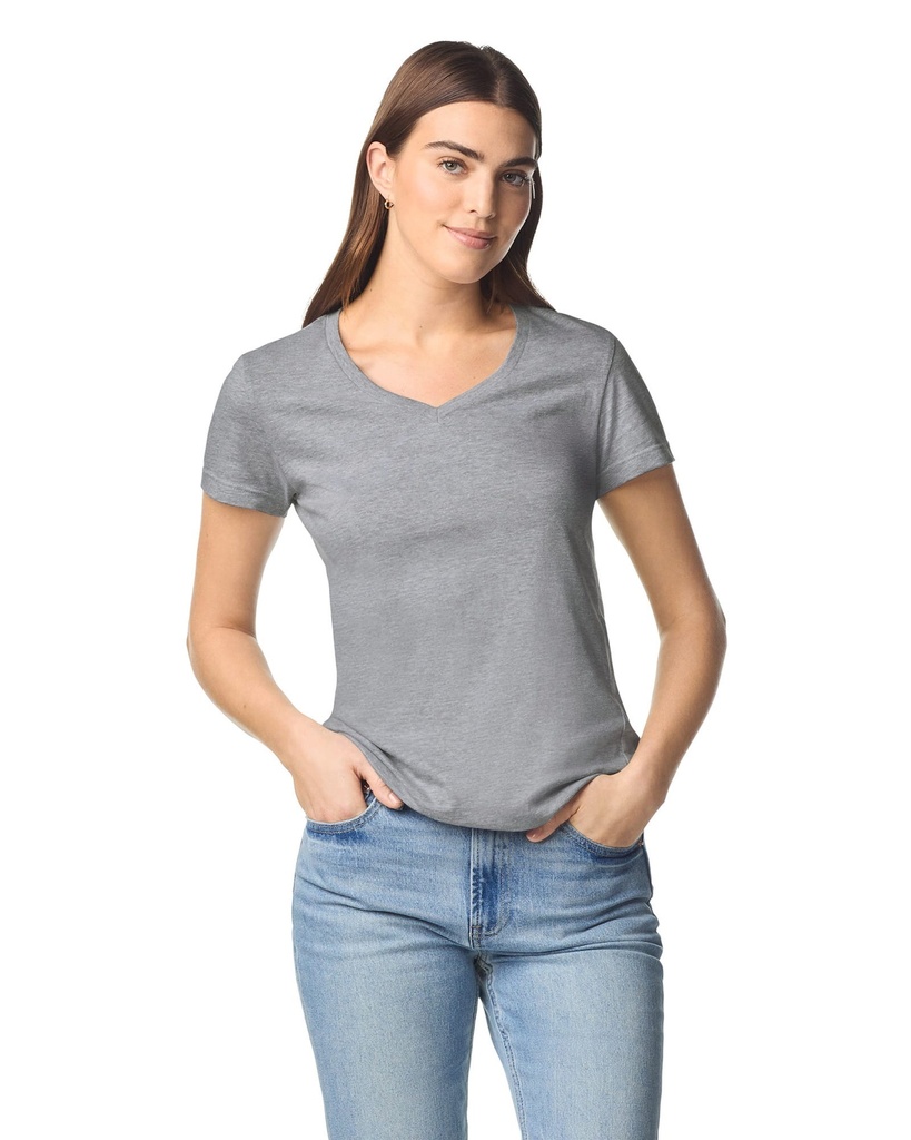 [GI64V00LC-37675-37674-721102] Gildan GI64V00L - Softstyle Fitted Ladies' V-neck T-shirt (L, Azalea)