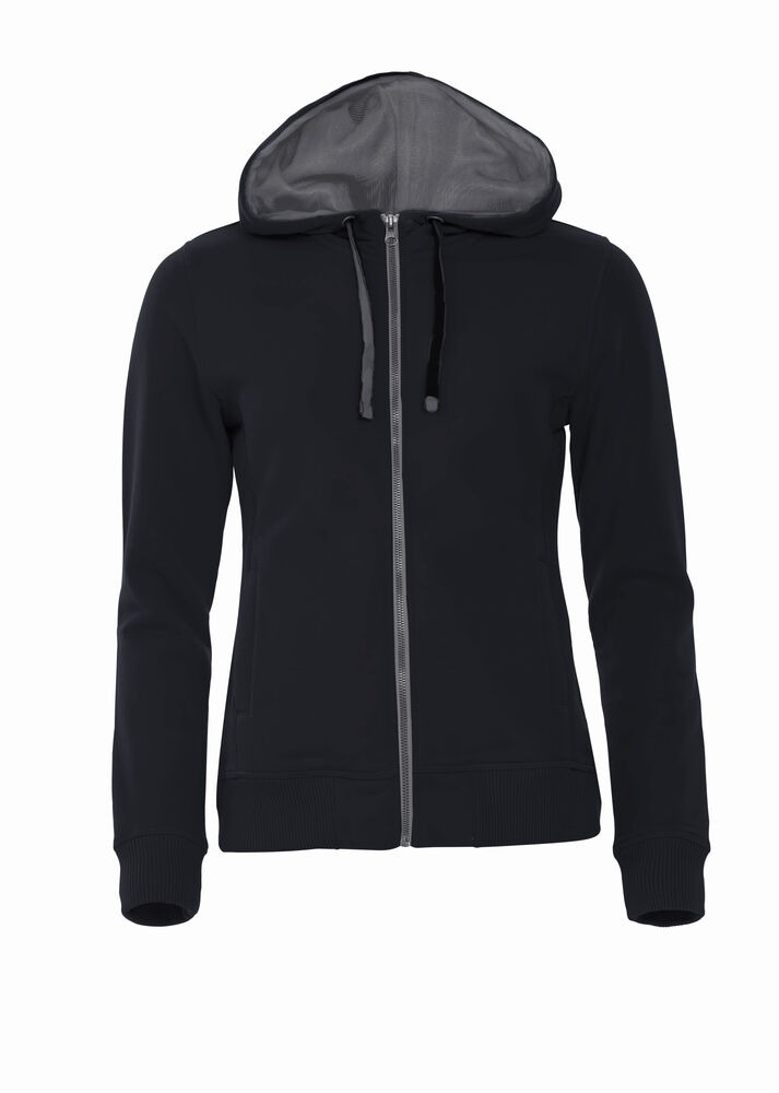 [021045-99-6] Clique Classic Hoody Full Zip Ladies (L, zwart)