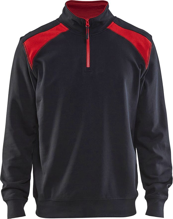 [3353-1158-9933-S] Blaklader 3353-1158 Sweatshirt bi-colour met halve rits (Zwart/High Vis Geel (9933), S)