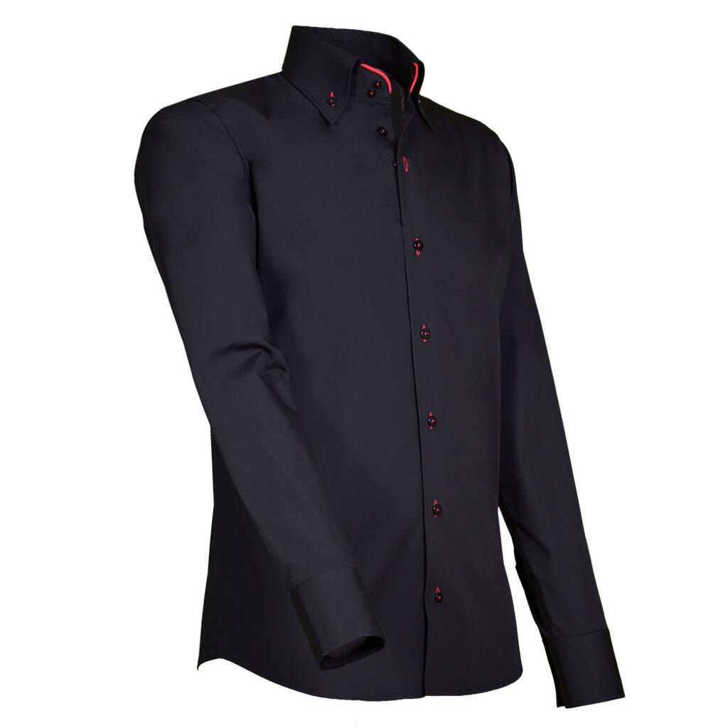 [8718752123848] GIOVANNI CAPRARO 914 - MEN'S SHIRT LONG SLEEVE (Black / Red (85), XL)