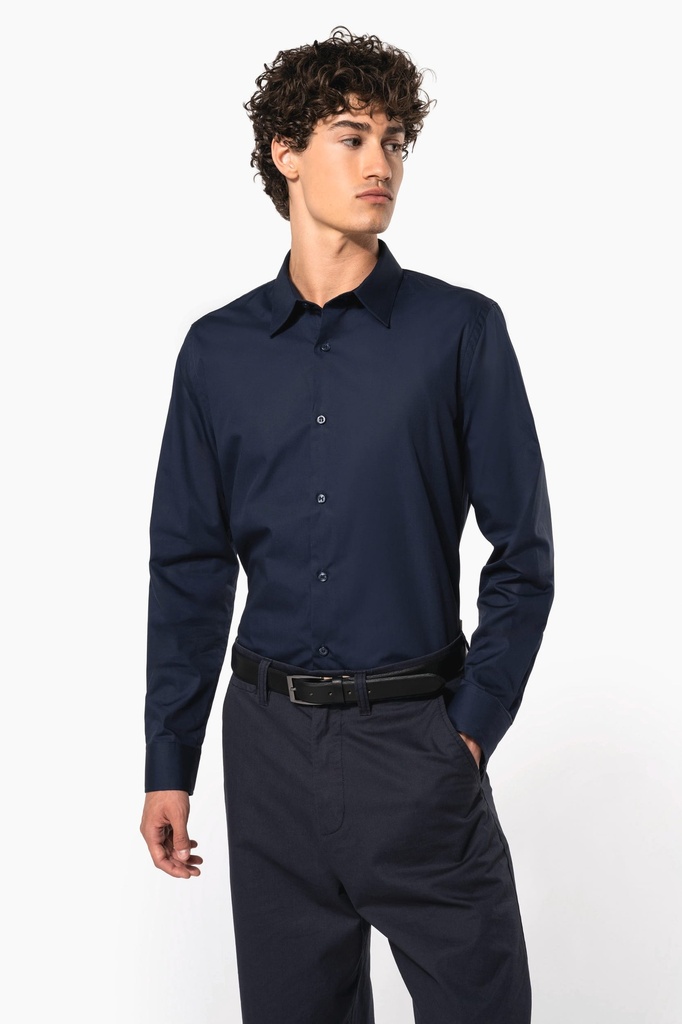 [K513C-53893-53880] Kariban K513 Herenoverhemd in popeline met lange mouwen (Navy (53893), S)