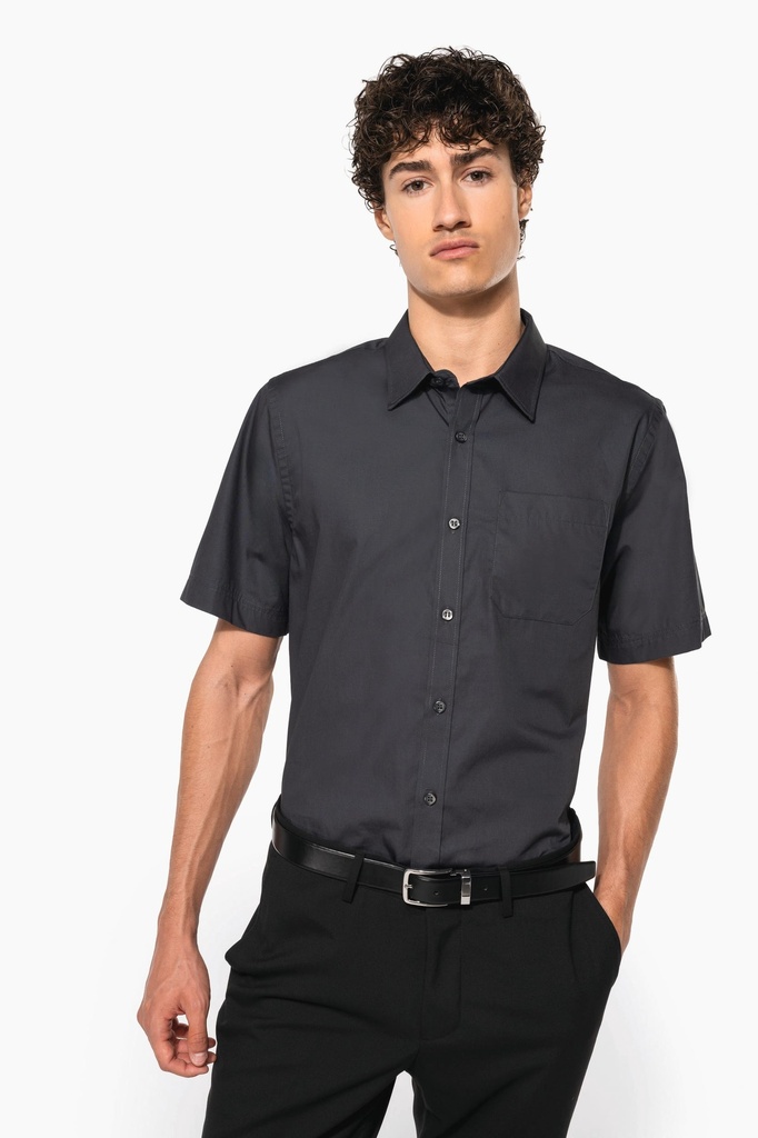 [K543C-35914-35901] Kariban K543 Heren poplin overhemd korte mouwen (Zinc (35914), 3XL)
