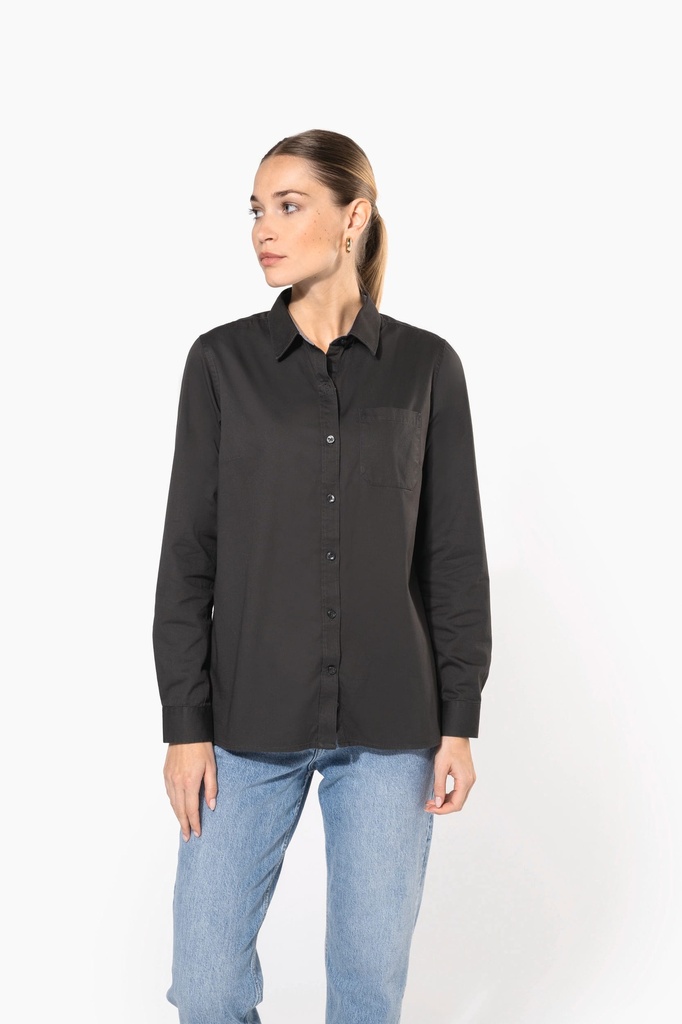 [K585-59653-59649] Kariban K585 Damesoverhemd met lange mouwen van katoen Nevada (Black (59653), L)