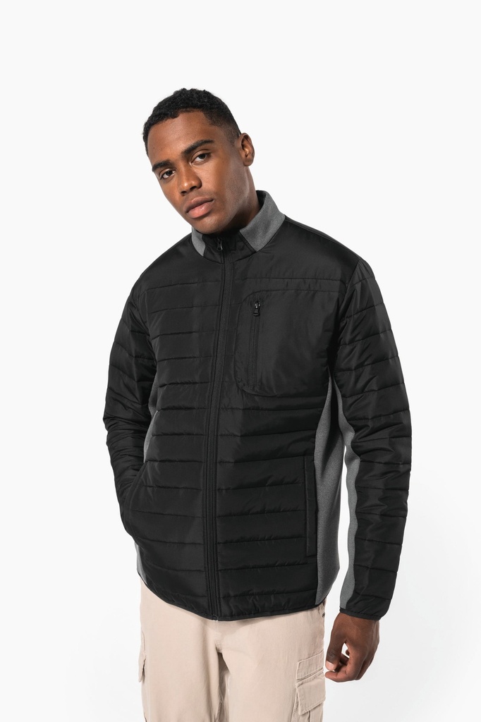 [K6171_85469_85464] Kariban K6171 - Herenjasje in twee stoffen (Black / Dark Grey Heather (85469), L)