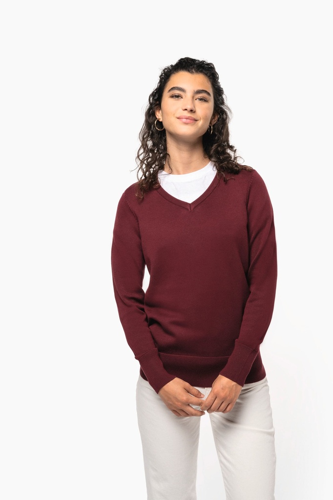 [K966-39620-39621] Kariban K966 Dames pullover met v-hals (Black (39620), S)