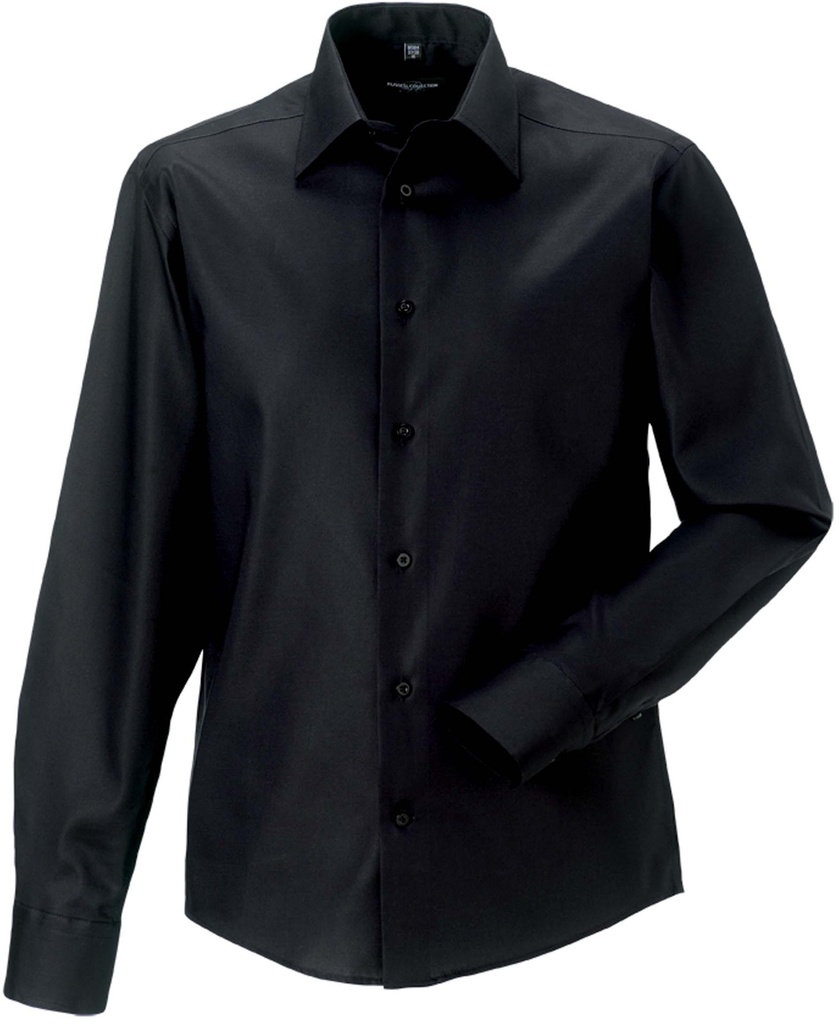 [RU958M-21488-21476] Russell RU958M Men's Long Sleeve Tailored Ultimate Non-iron Shirt (Black (21488), XXL)
