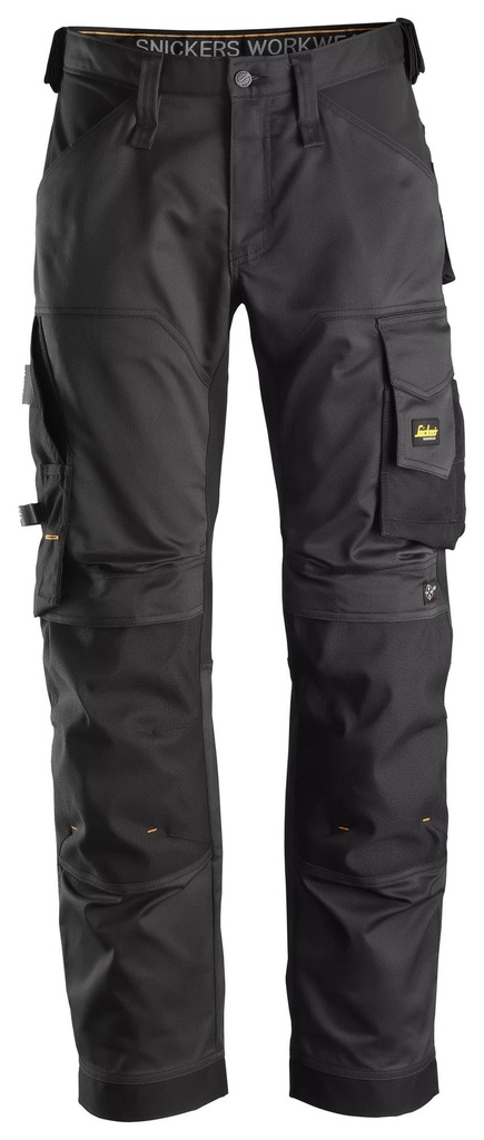 [63510404050] Snickers Workwear 6351 AllroundWork, Stretch Loose fit Werkbroek+ (Zwart - Zwart (0404), 50)